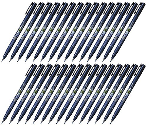 Tombow Fudenosuke Brush Pen (GCD-111), Hard Tip, Blue Body, Value set of 30