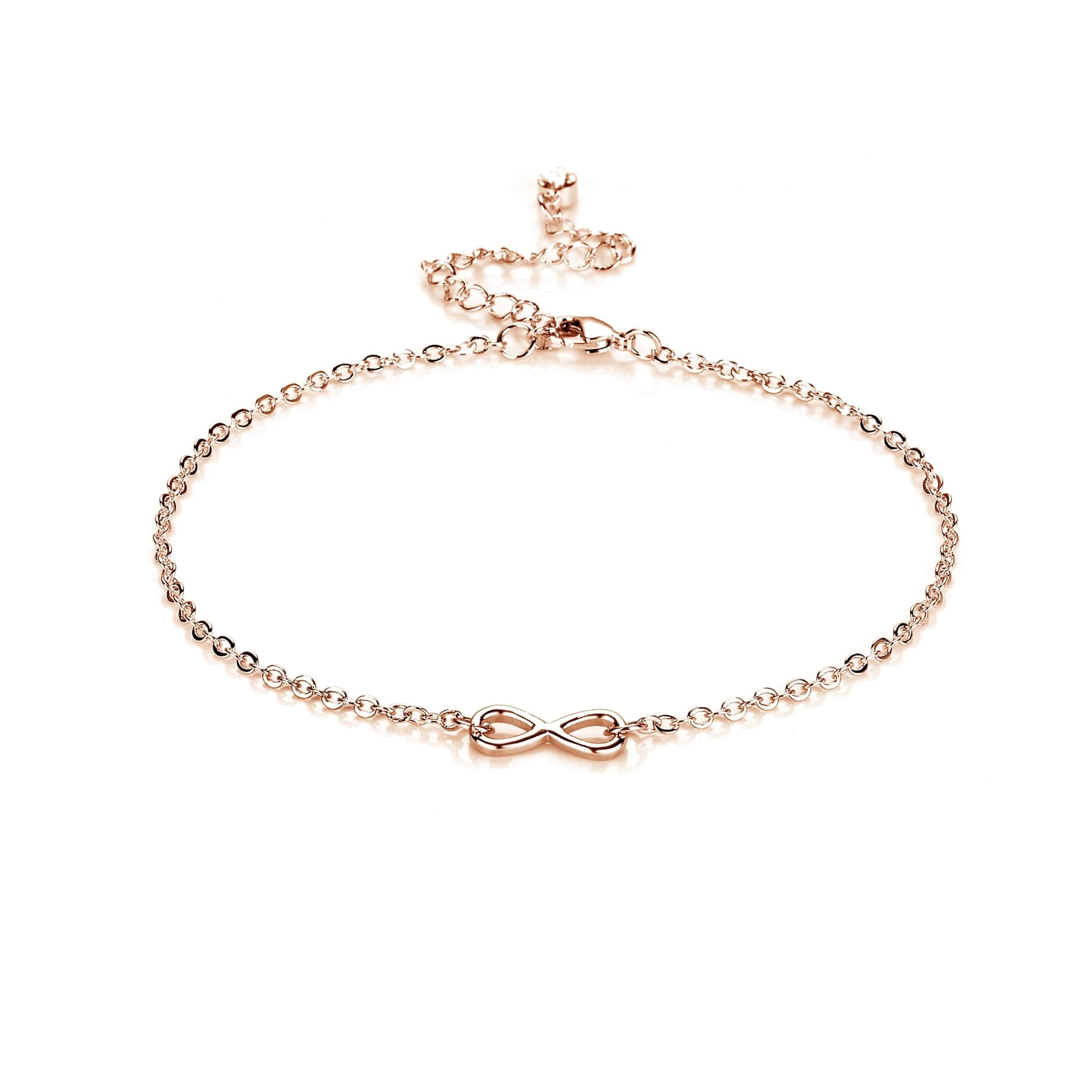 Philip Jones Rose Gold Plated Infinity Anklet Created with Zircondia® Crystals