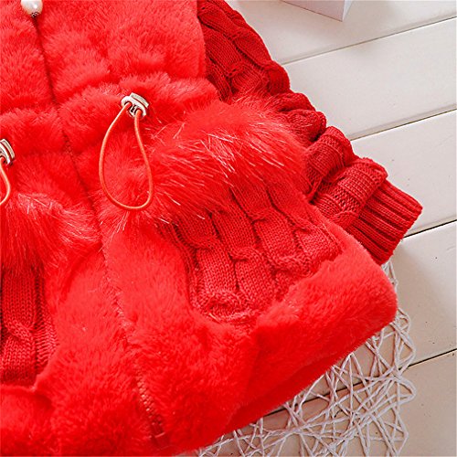 DORAMI Baby Girls Winter Autumn Cotton Warm Cotton Jacket Coat (US Size 3T, Tag Size 10, Red)