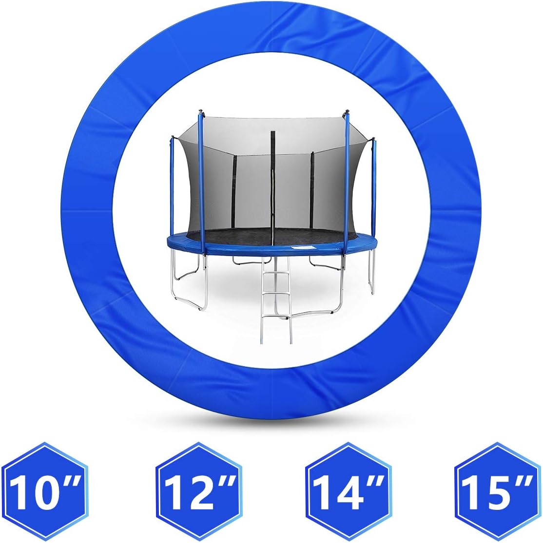 1INCH 12/14/15FT Trampoline Pad, Jumpking Trampoline Pad Replacement Safety Pad, PVC Foam Waterproof Round Spring Cover…
