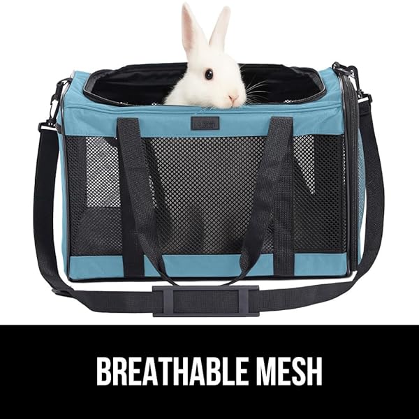 GORILLA GRIP CAT CARRIER TRAVEL BAG UP TO 15 LBS, SOFT COLLAPSIBLE SMALL DOG CARRIERS, TOP AND SIDE ENTRY BREATHABLE MESH, GRIP FEET ON UNDERSIDE, COZY WASHABLE WATERPROOF PAD, PORTABLE KENNEL, BLUE