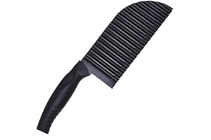 Premium Potato Cutter - Vegetable & Fruit Wavy Crinkle Cutting Tool Serrated Salad Chopping Knife French Fry Slicer, Black Bl
