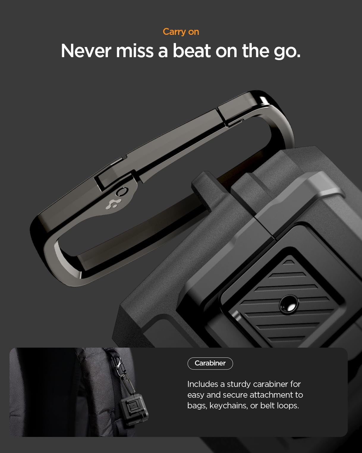 Spigen for AirPods Pro 3 Case, Lock Fit Compatible with AirPods Pro 3rd Generation Case (2025), One Touch Open with Secure Locking Clip - Matte Black