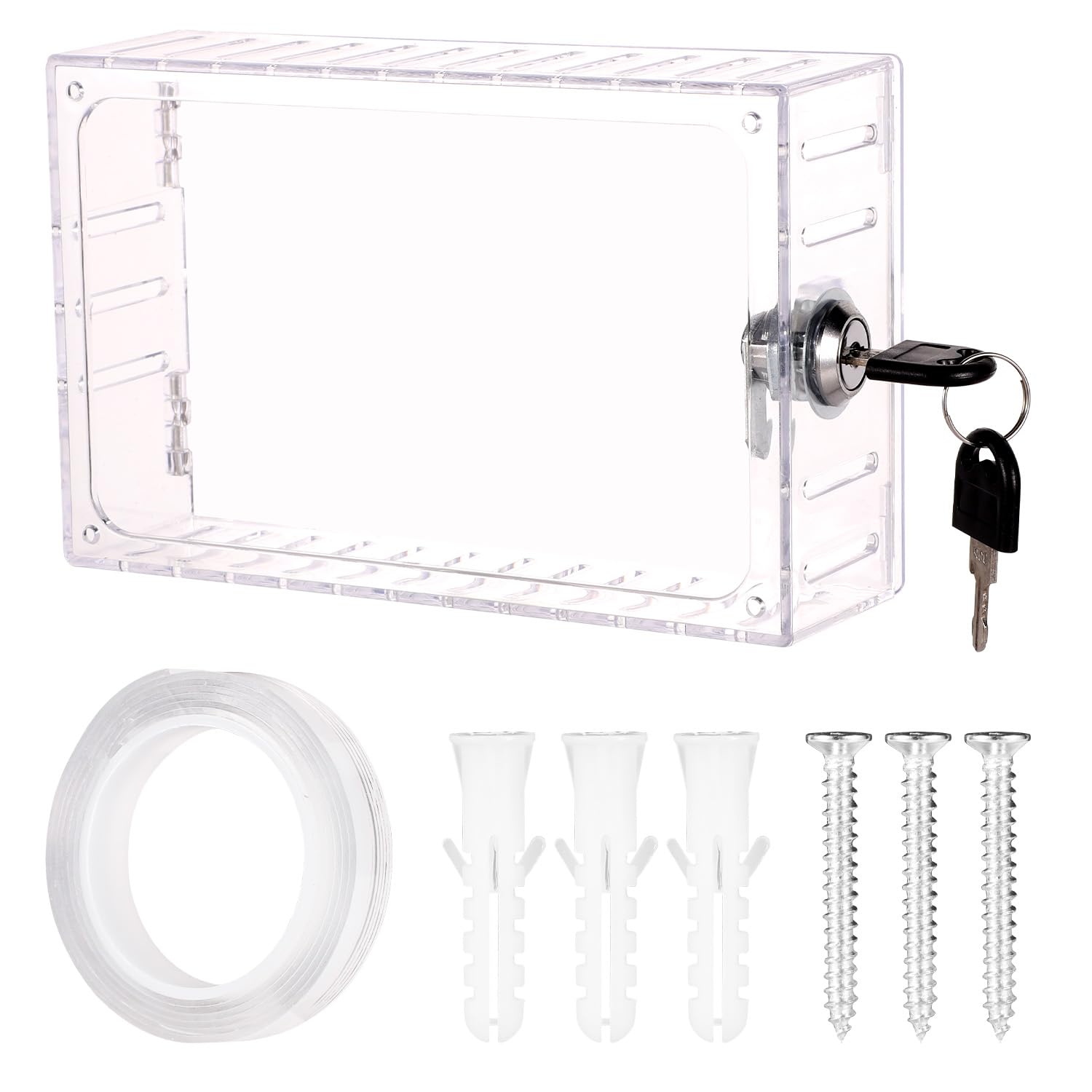 BOXOB Thermostat Lock Box with Keys, Transparent Cover Clear Guard for Wall AC Home Restaurant Supply Fits 6.3x4.5x2.3 Inch or Smaller