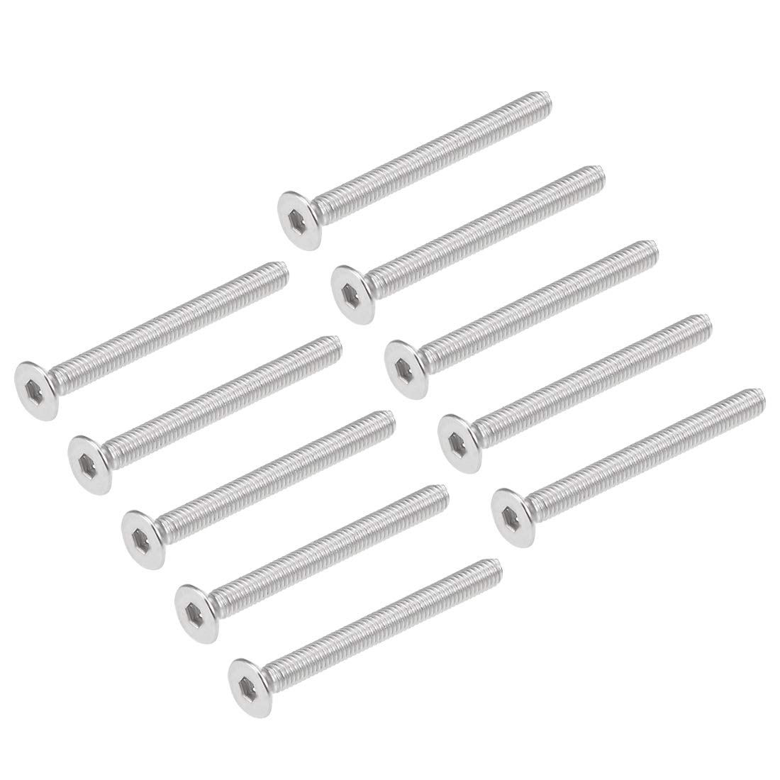 sourcing map M3x30mm Flat Head Machine Screws Inner Hex Screw 304 Stainless Steel Fasteners Bolts 50Pcs