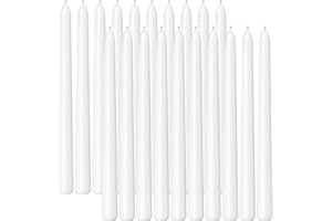 Viyffo Taper Candles 10 Inch – 20 Pack White, Dripless, Unscented, Smokeless – 8 Hour Burn – Tall Candlesticks for Wedding, Dinner, Holiday, Party, Home Decor
