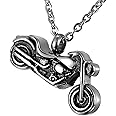 BTOYM Urn Necklaces for Ashes for Men, Cremation Jewelry for Ashes, Ash Necklace for Human Ashes Necklace Stainless Steel Motorcycle Jewelry Ashes Keepsake Necklace for Ashes of Loved Ones