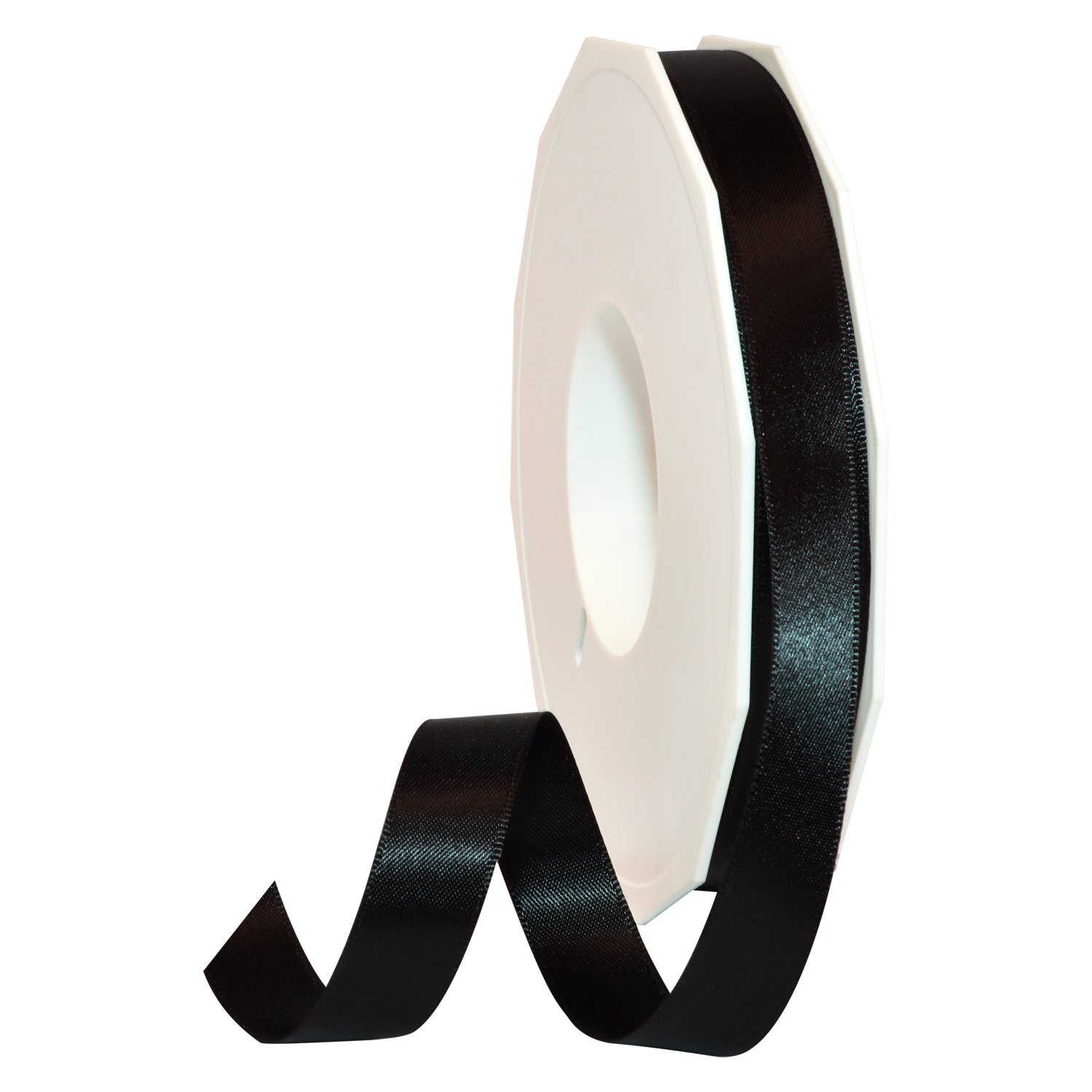 Morex Ribbon 08816/50-030 Double Face Satin Ribbon 5/8" X 50 YD Black Ribbon for Gift Wrapping, Birthday Gift Cards, Satin Dress for Women, Silk Ribbons for Crafts, Wedding Gifts for Couple — image 1