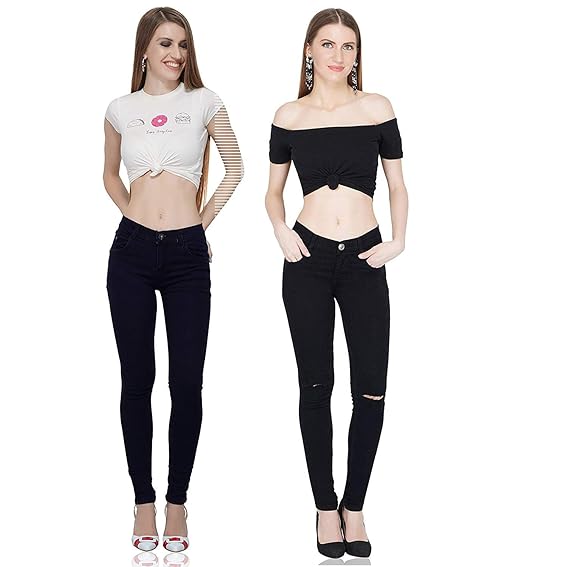 navy blue top with black jeans