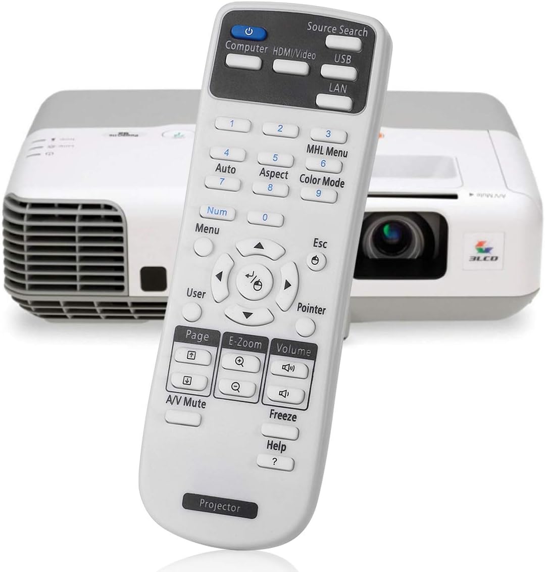 AuKing Projector Remote Control for Epson 1613717 EB-520 EB-525W EB-530 EB-530S EB-535W EB-536Wi EB-570 EB-575W EB-575Wi EB-580 EB-585W EB-585Wi EB-595Wi BrightLink 536Wi 575Wi 585Wi 595Wi H670A H671A - Image 5