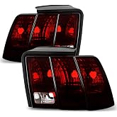 ACANII - For 1999-2004 Ford Mustang Red Smoked Tail Lights Brake Lamps 99-04 Pair Set Replacement Driver+Passenger Side