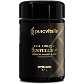 PUROVITALIS Liposomal Spermidine 5mg, Cell Renewal, 30 Servings (30 Vegan Capsules), with Zinc, Vitamin D3 & B12, Anti-ageing Supplement