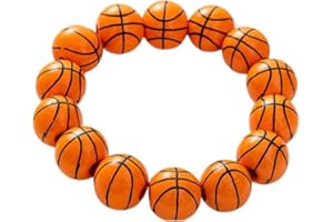 QRH Sport Ball Bracelet for Men Women Cute Wooden Ball Beads Stretch Bracelet Football Tennis Basketball Baseball Soccer Sports Bracelet Game Day Accessories for Players Sport Fans Cheerleaders