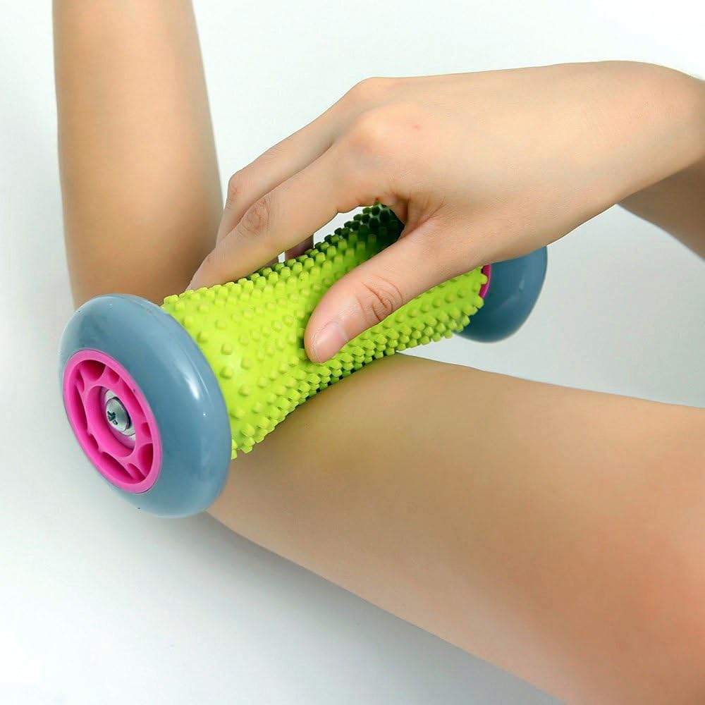 Foot Roller Massage Ball for Relief Plantar Fasciitis and Reflexology Massager for Deep Tissue Acupresssure Recovery for PLA Relax Foot Back Leg Hand Tight Muscle, 1 roller and 2 Spiky Balls: Health & Personal Care