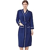 YOIPNEF Womens Lightweight Robe, Knit Kimono Robe for Women Spa Cozy Sleepwear Knee Length Bathrobe with Pockets