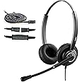 MKJ Telephone Headset with Microphone Noise Canceling Corded RJ9 Dual Ear Cisco Headset for Cisco Landline Phone CP-7821 CP-7841 7931G 7940 7942G 7945G 7960 7962G 7965G 7970 8841 8865 8961 9951