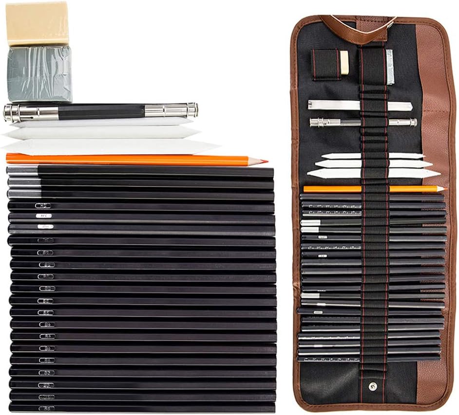 Sketching Pencil Set, 30 PCS Drawing Pencil Sketch Pencils Set with Sketch Paper Zipper Case for Artists Adults Children