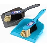 MR. SIGA Dustpan and Brush Set, Pack of 2 Set, Blue & Grey