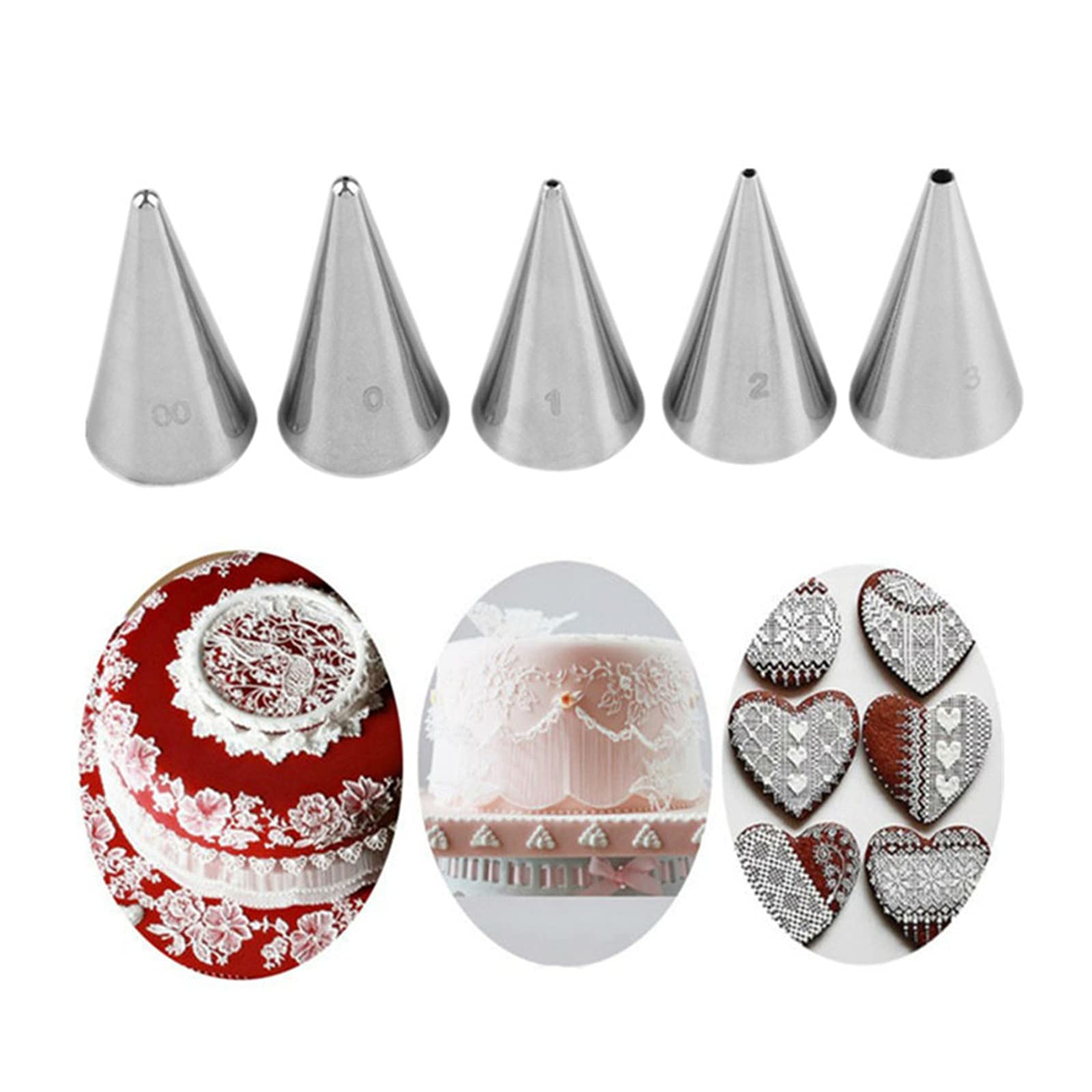 Cake Decorating Tips, Nozzles Stainless Steel Icing Piping Nozzles for Cake Decorating Pastry Fondant Tools (Round)