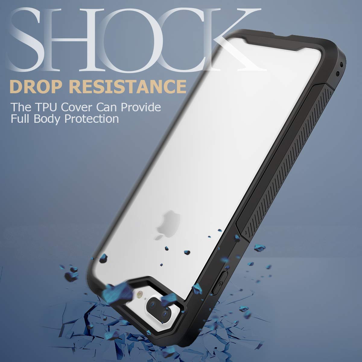 SEYMAC iPhone 8 Plus Case, Clear Shock Absorption Dual Layer Hybrid Protection Anti Scratch Easy Grip Case [Support Wireless Charging] for 5.5\