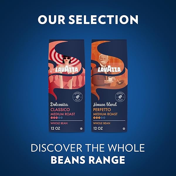 LAVAZZA DOLCEVITA CLASSICO WHOLE BEAN COFFEE 12OZ BAG, MEDIUM ROAST, RICH AND FULL-BODIED, INTENSITY 3/5, ARABICA AND ROBUSTA, IDEAL FOR DRIP BREWERS, (PACK OF 1) – PACKAGE MAY VARY
