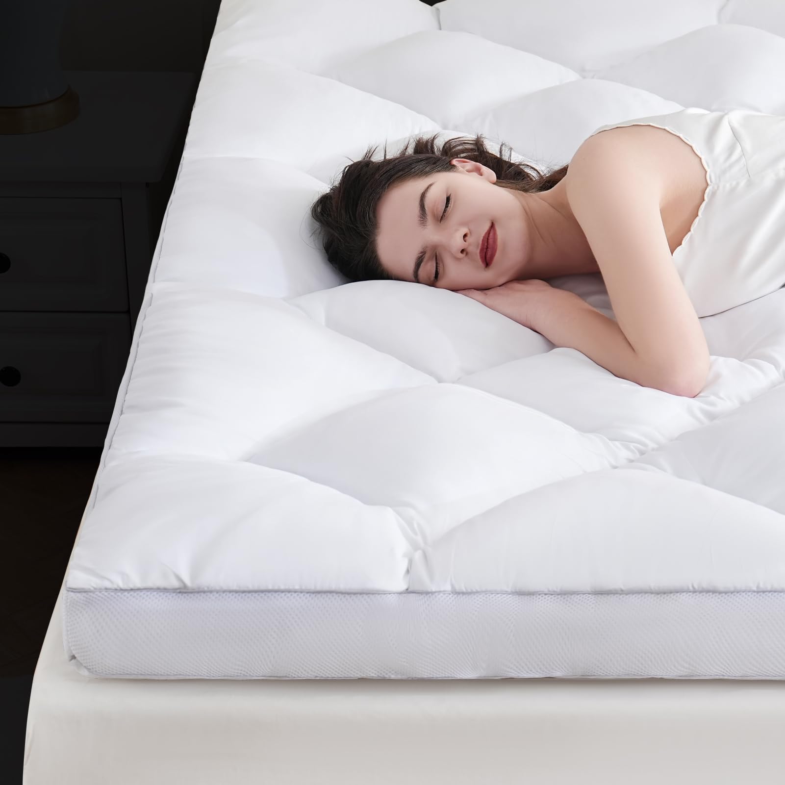 DOWNCOOL 3 Inch Twin Mattress Topper, Ultra Thick and Fluffy Supportive Memory Foam Mattress Topper for Body Pain, Mattress Pad with Breathable Mesh Design for Deep Sleep,75x39x3 Inches