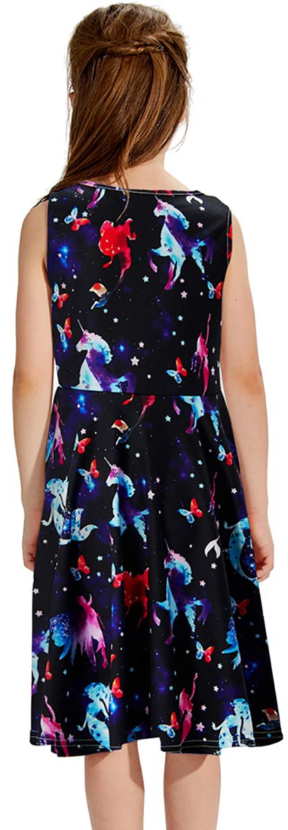 Leapparel Toddler Kids Summer Mermand & Unicorn Dresses Girls Round Neck Floral Casual Rainbow Tunic Green Horse Clothing 5T