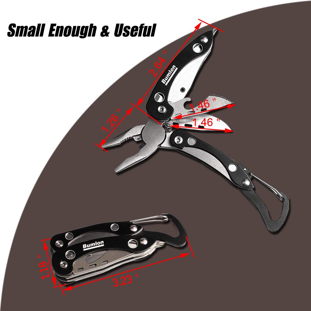 Multitool Plier Folding Pocket Knife 8 in 1 with Pliers,Screwdriver, Cutter, Keychain, Sheath, Mini Stainless Steel Survival Tool for Camping, Fishing