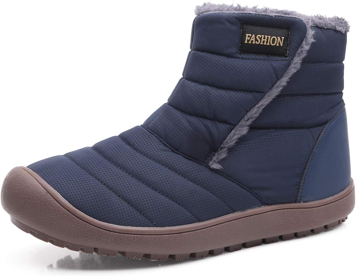 YIRANFA Men Women Fur Lined Snow Boots Outdoor Shoes Ankle Slip on Booties High-Top Outdoor Winter Shoe
