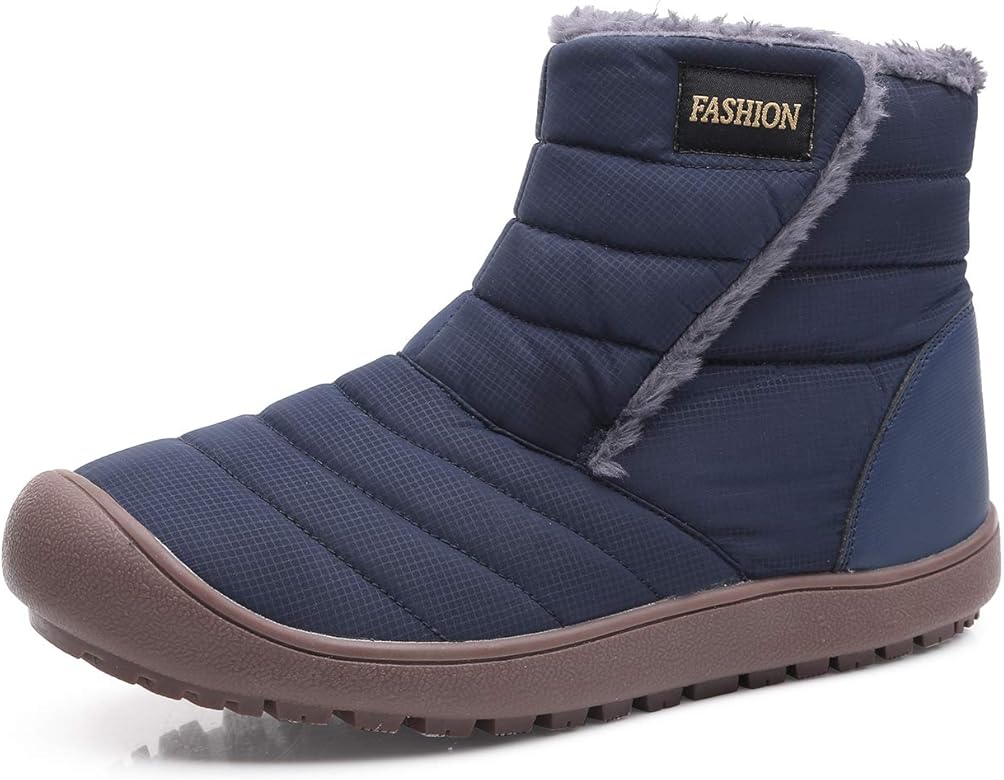 women waterproof fur lining slip on snow boots