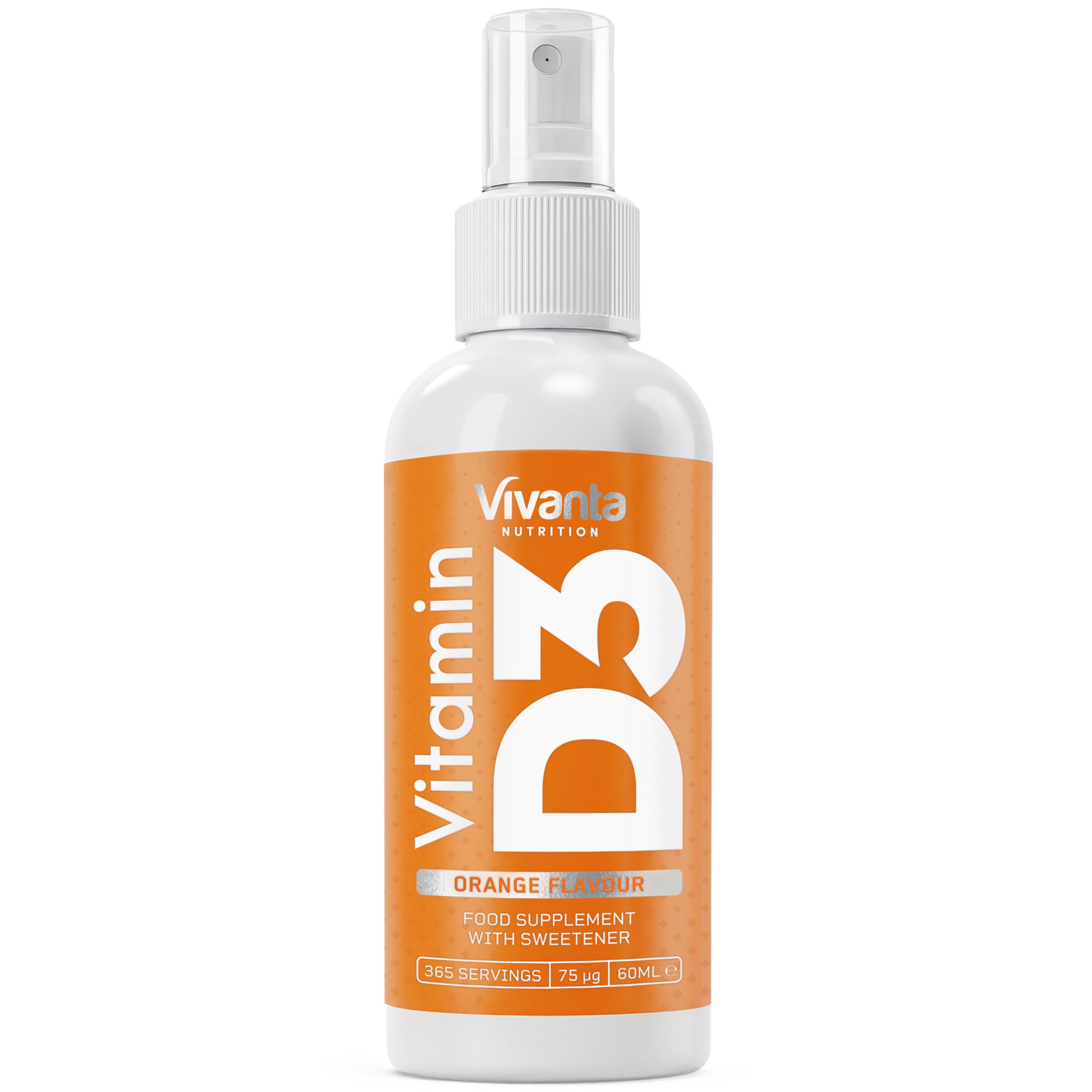 Vitamin D Spray - High Strength 3000 IU (75µg) - 365 Sprays (1 Year Supply) - Vitamin D3 Oral Spray - Orange Flavour, Vegetarian, 60ml