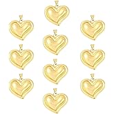LEGENTLISUR Heart Charms for Jewelry Making 18K Gold Metal Dangle Charms for Earrings Necklaces DIY Craft Supplies