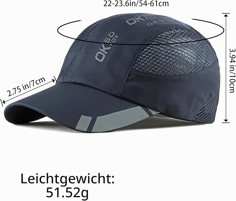 2 Pcs Baseball Cap Herren Damen, Schnelltrocknend Basecap Running Cap mit Atmungsaktivem Mesh Unisex, Leichtgewicht Schildmütze Verstellbar Draußen Kappen Sonnenhut Cappy für Golf Reisen Laufen