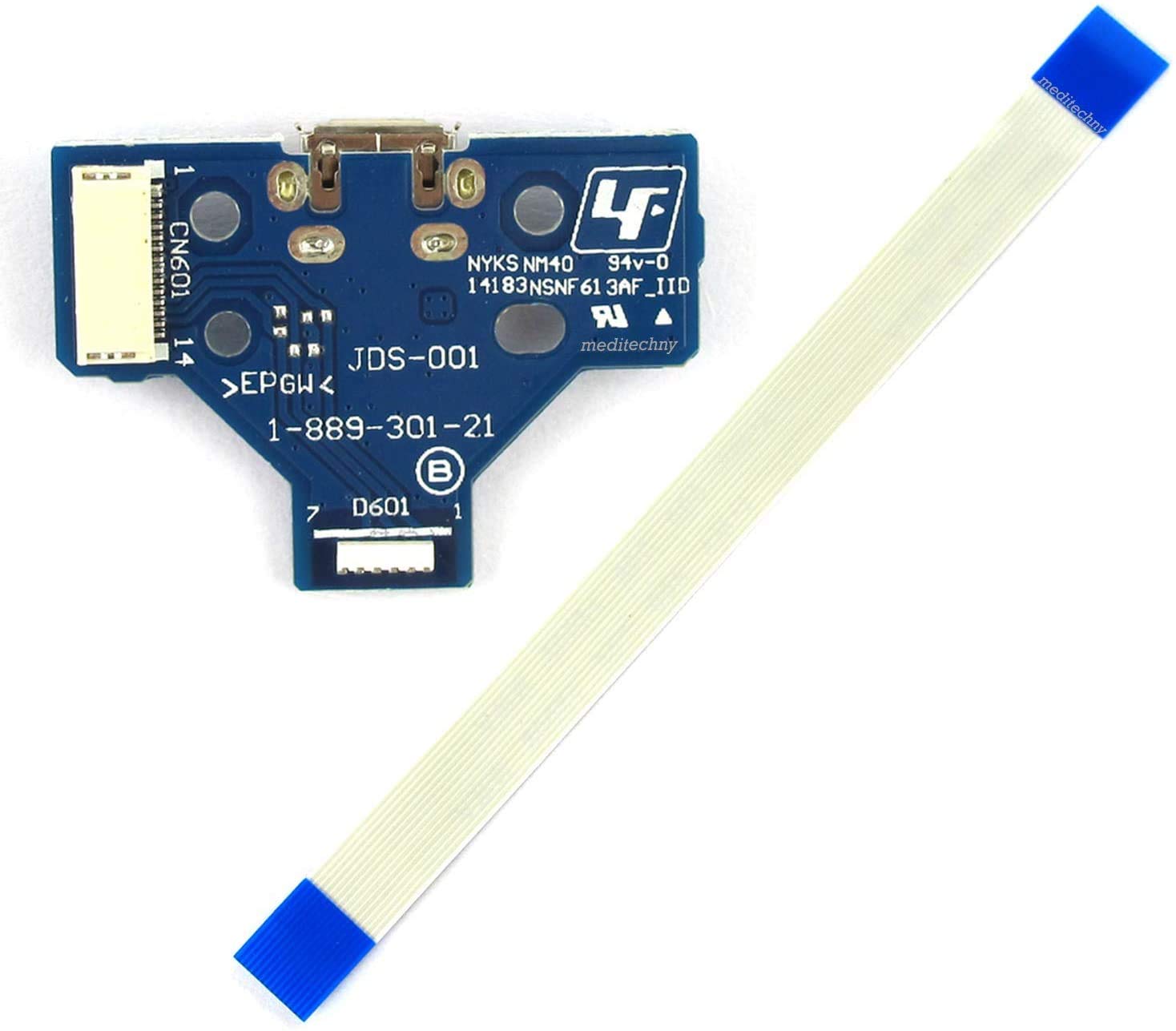 2x Micro USB Charging Port Board 14 Pin Controller with Flex Cable Replacement Compatible With JDS-001 Sony Playstation PS4 Controller DualShock 4