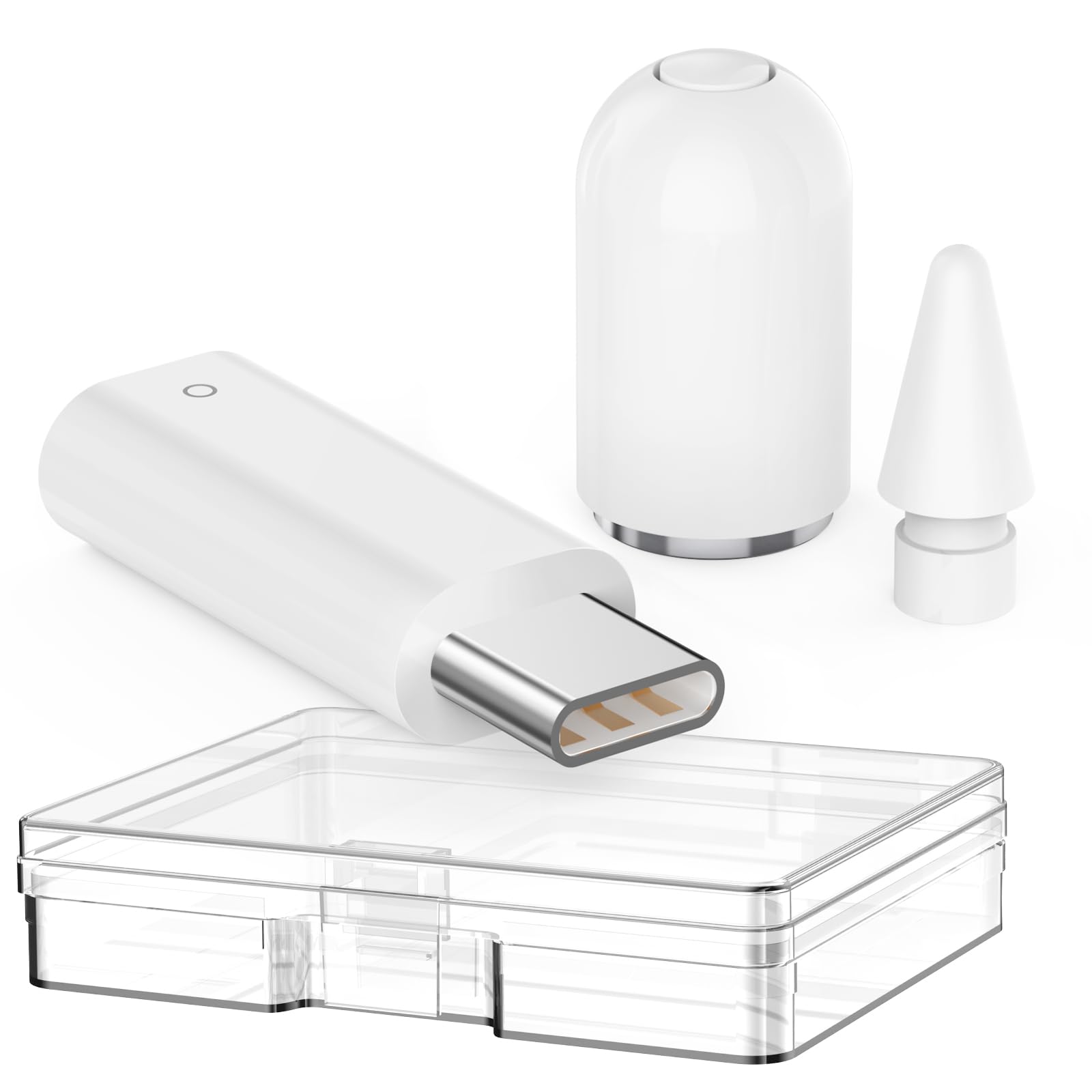 Delidigi USB C to iPencil Adapter for Apple Pencil 1st Gen with Replacement Tips & Magnetic Cap, Apple Pencil Adapter for iPad A16 11th/10th, USB-C to iPencil Connector for Charging, Bluetooth Pairing