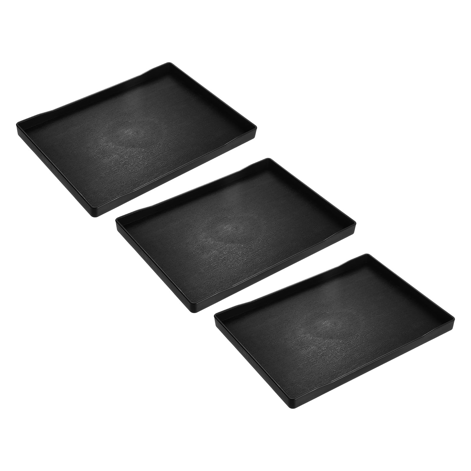 uxcell 3Pcs Serving Tray Small Black Mini Tray 9" x 12" Plastic Rectangular Wooden Serving Trays Decorative Ottoman Platter for Breakfast Kitchen Bathroom