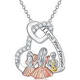 Dorunmo Mother and 1/2/3 Daughters/Son Necklace 925 Sterling Silver Mom Necklace Sisters Jewelry Heart Pendant Christmas Jewelry for Women