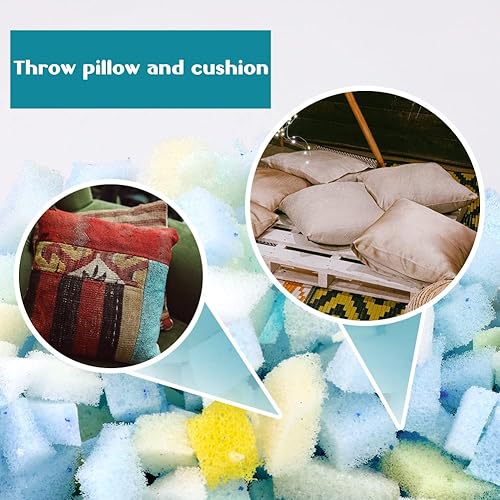 DR.DUDU 5lbs Shredded Memory Foam Filling For Bean Bag Filler, Soft And Convenient Pillow Stuffing Foam For Couch Cushion Dog Bed Chair Arts Crafts, Added Gel Particles (Blue