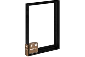 AMPERSAND ART SUPPLY Ampersand Floaterframe Readymade Frame for Flat and 1 1/2" Deep Wood Panel and Canvas Artwork, Paintings, Prints, and More, 18"x24", Black Bold