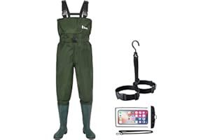 OUZONG Bootfoot Fishing Chest Waders for Men Women with Boots 2-Ply Nylon/PVC Waterproof Hunting Waders with Boots Hanger