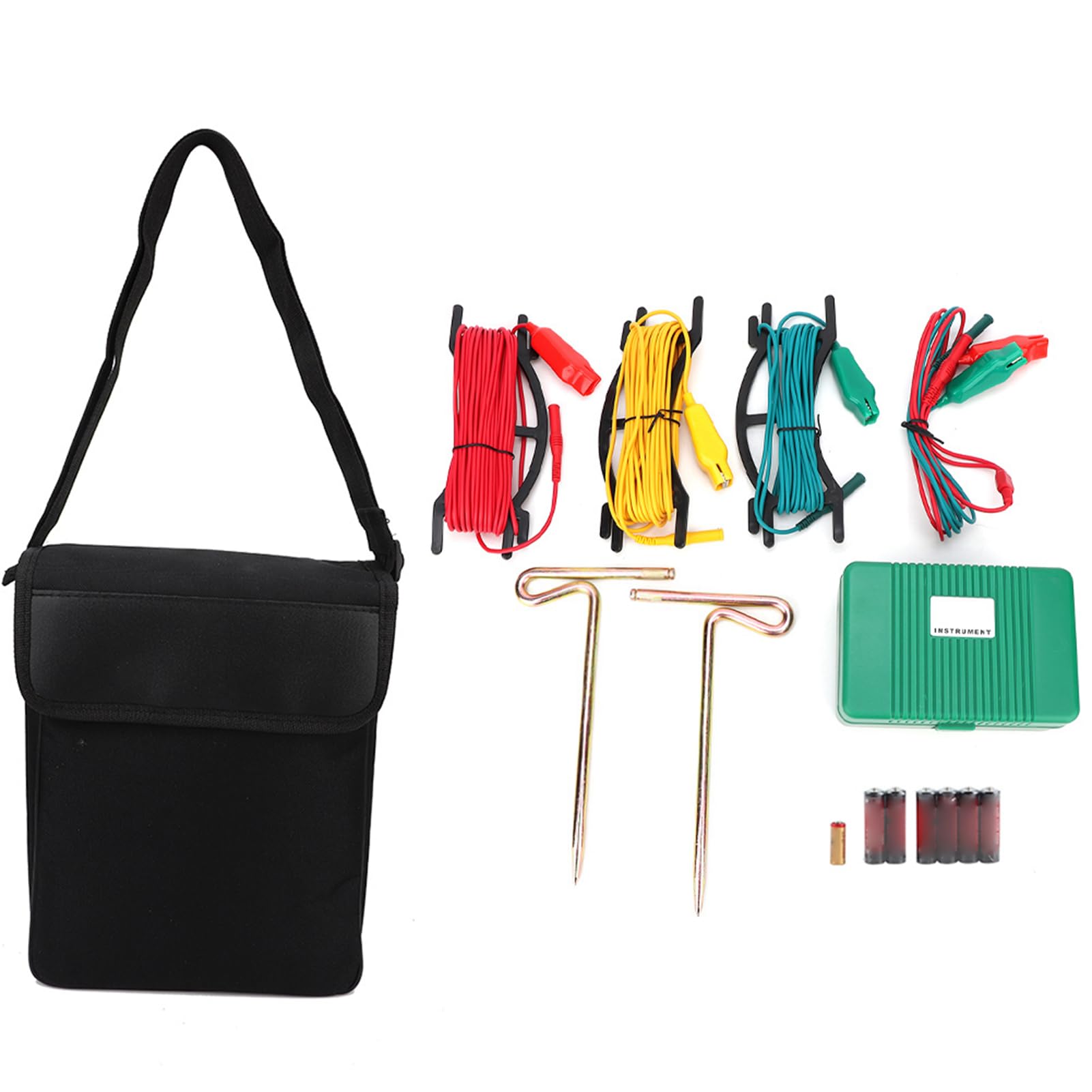 Ground Test Kit Earth Ground Resistance Tester Kit Digital LCD Screen Display Including 3 Testing Cable 2 Single Testing Cable 1 Resistance Tester 1 Bag 2 Auxiliary Ground Rod