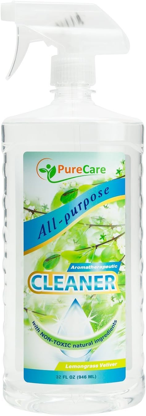 Pure Care Natural All Purpose Multi-Surface Aromatherapy Cleaner, Made with Pure Essential Oils and Soap Berry Extract, 32 oz x 2 Pack