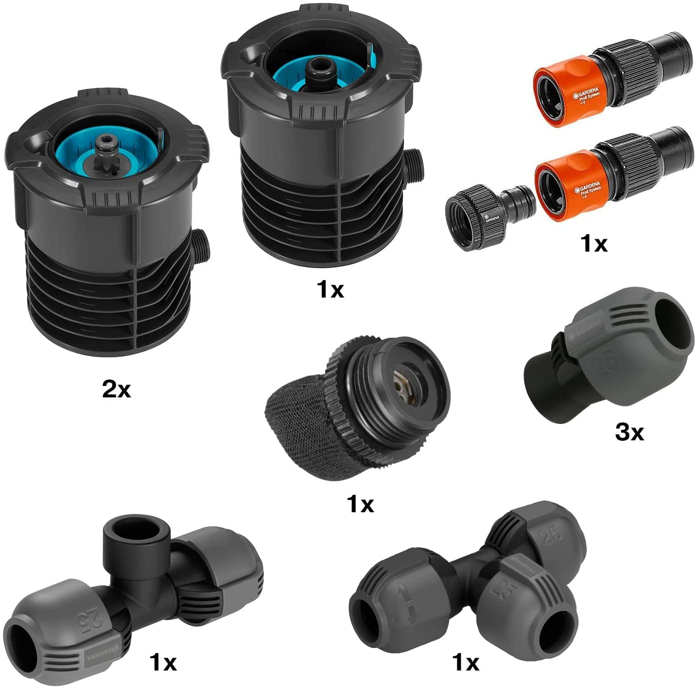 Gardena Sprinklersystem Start-Set Pipeline: Komplettset für den Einstieg in das Pipeline-System, Wasserentnahme rund um Haus und Garten, unterirdische Montage (08270-20) - blau/orange 7