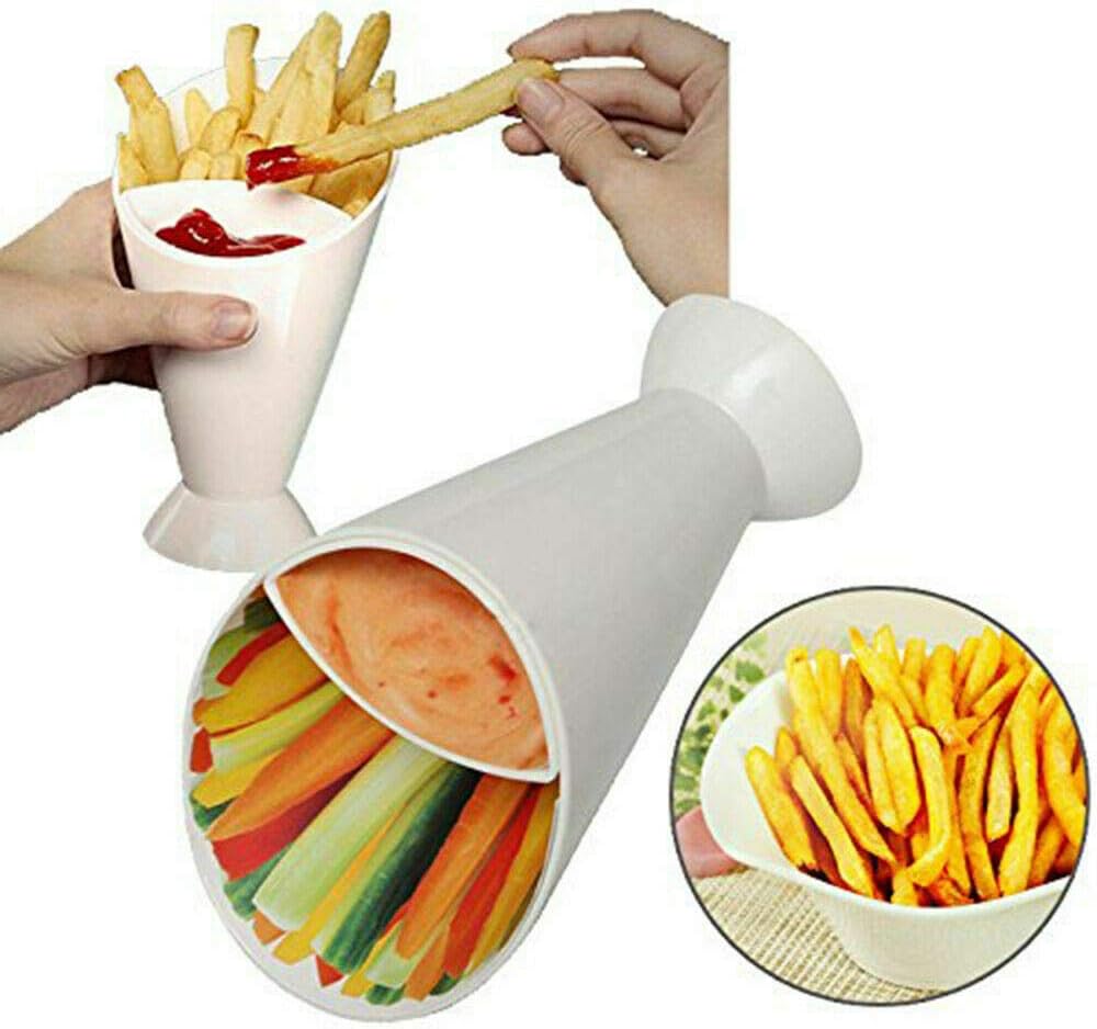 Dipper Fry Snack Cone Stand French Fries Sauce Ketchup Dip Holder