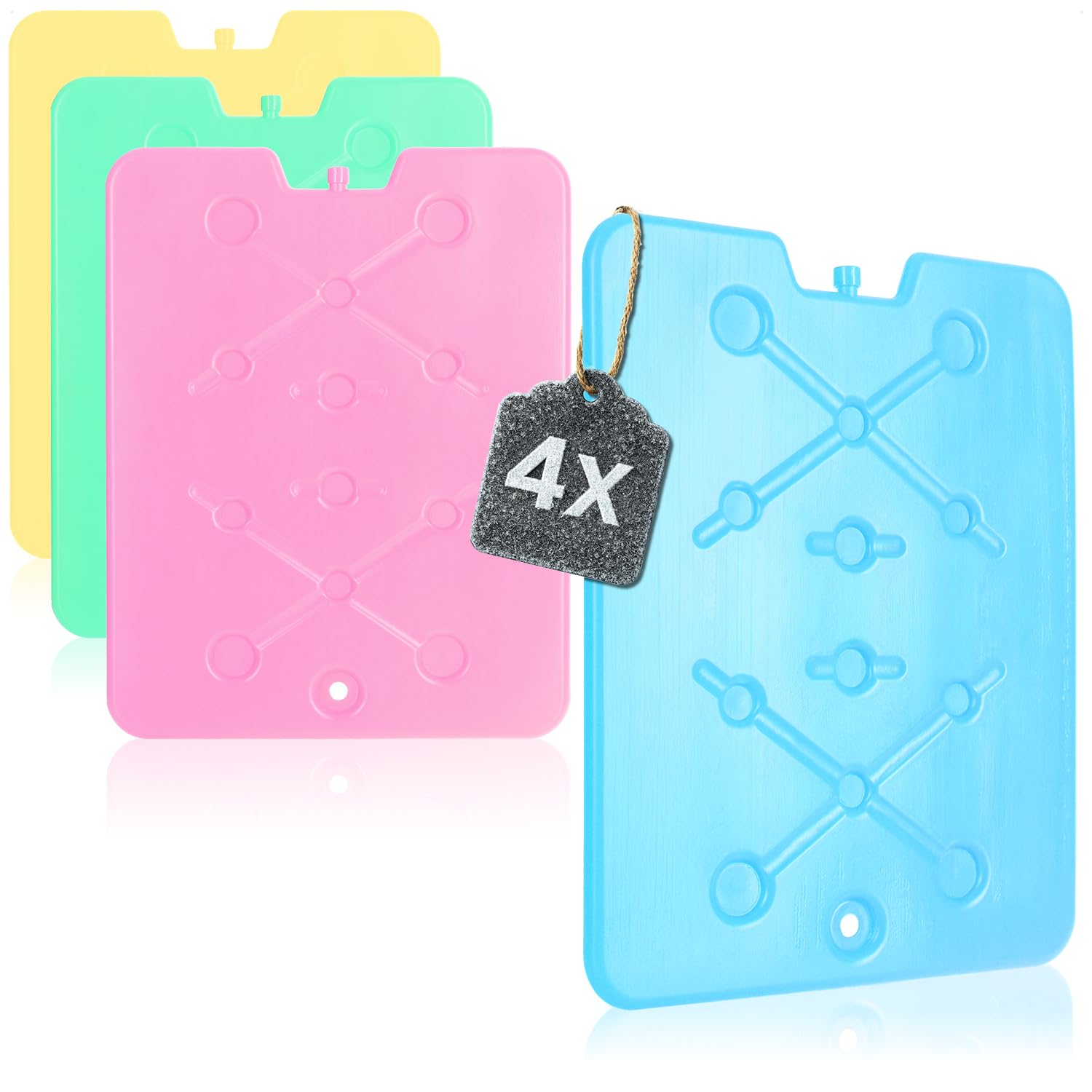 com-four® 4x Extra flat cooling pack - space-saving and ideal for cool box and cool bag - Large cooling element - Ice pack (04 pieces - large)