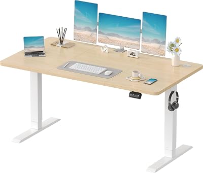 Devoko Electric Standing Desk 140x60 cm Height Adjustable 2 Memory Beige