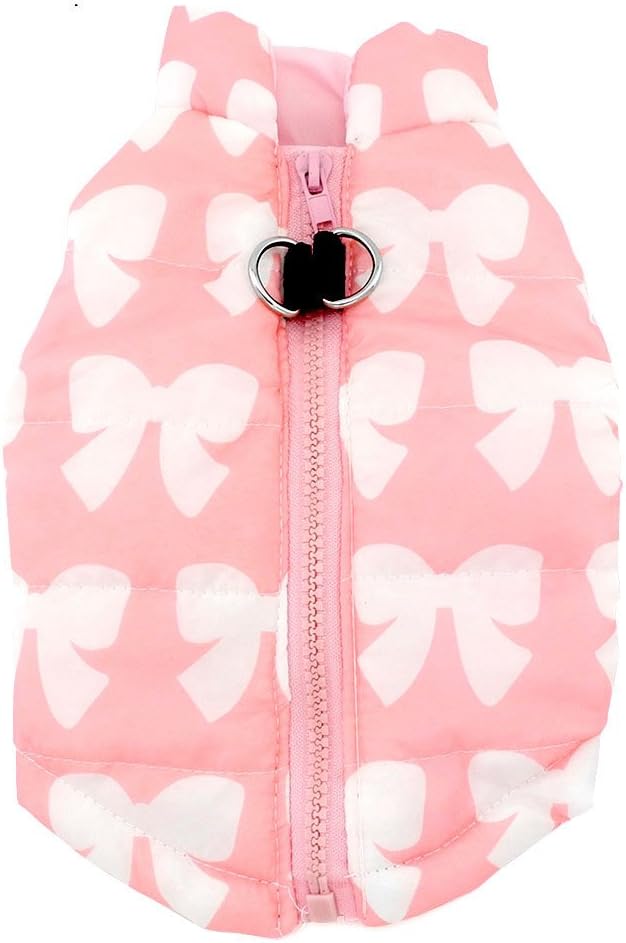 SMALLLEE_LUCKY_STORE Small Dog Coat Harness Jacket Pink XS with D-ring
