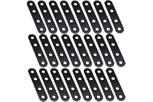 FUYUANAS 24 Pcs Black Straight Brace Brackets,Stainless Steel Flat Black Metal Braces Brackets,76 mm Straight Mending Plates 