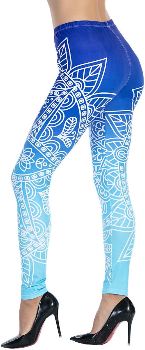 Women's Printed Leggings Full-Length Regular Size Workout Legging Pants Soft Capri L1