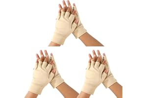 LYREH 3 Pairs Protective Fingerless Gloves for Elderly, Nylon Skin Color Fingerless Gloves Practical Accessories for Protecting Thin Skin & Covering Bruises